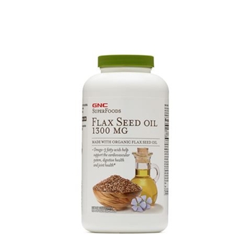 Снимка на GNC Super Foods Flax Seed Oil 1300 mg / Ленено масло 1300 mg - Източник на Омега- 3 мастни киселини