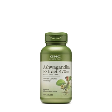 Снимка на GNC Herbal Plus® Ashwagandha Extract 470 mg/ Ашваганда екстракт 470 мг- Здраве от изтока