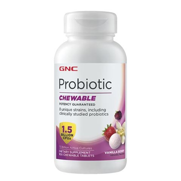 Picture of GNC Probiotic 1,5 Billion CFU`s Chewable Tablet - Vanilla Berry/  Пробиотик  1,5 млрд. бактерии - Пробиотичен комплекс с полезни за здравето бактерии