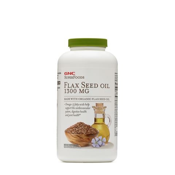 Picture of GNC Super Foods Flax Seed Oil 1300 mg / Ленено масло 1300 mg - Източник на Омега- 3 мастни киселини